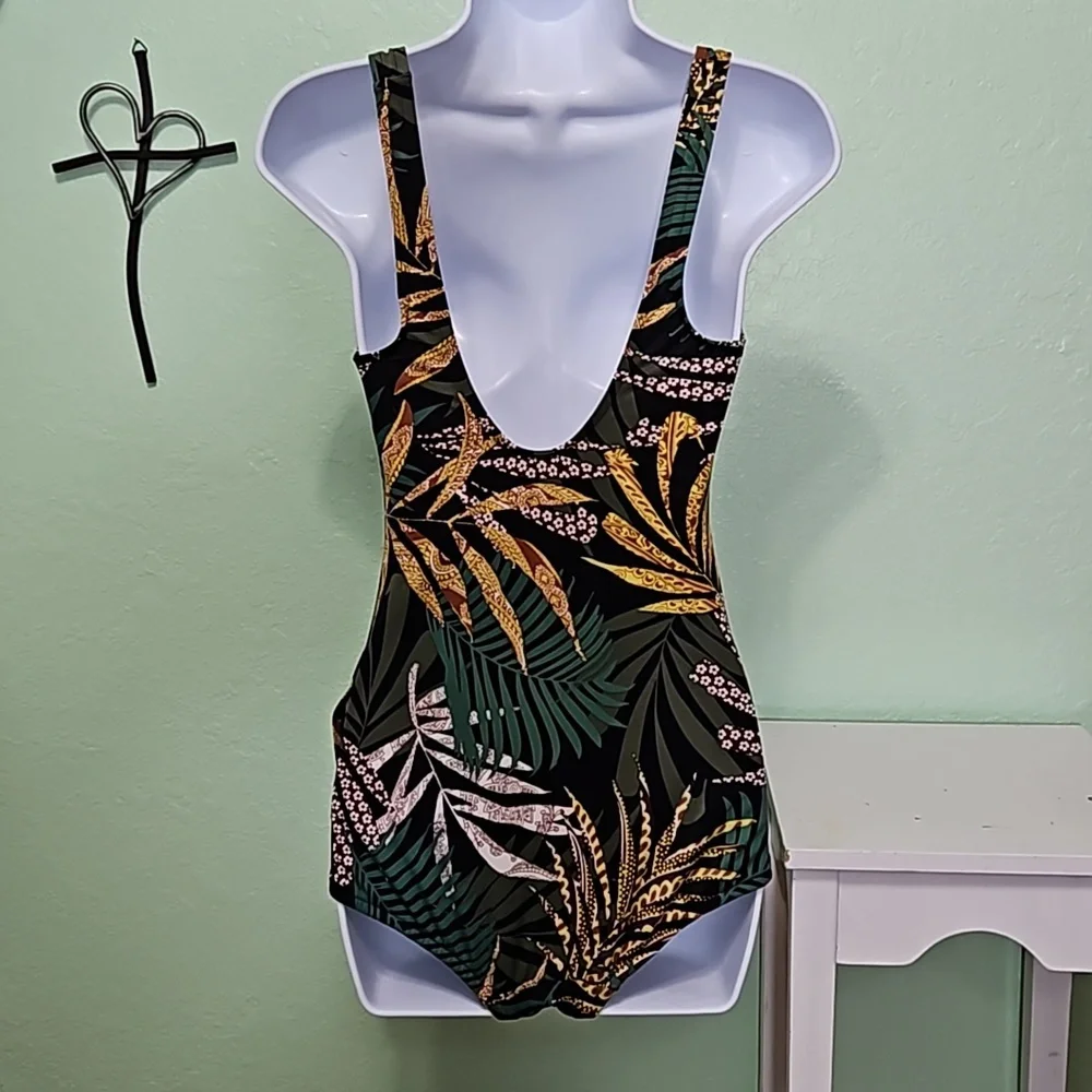 SWIM SUIT palm leaves one piece
